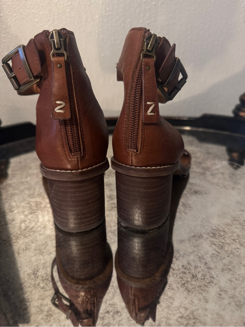 Zodiac Brown Leather Ankle Boots with Buckle Strap